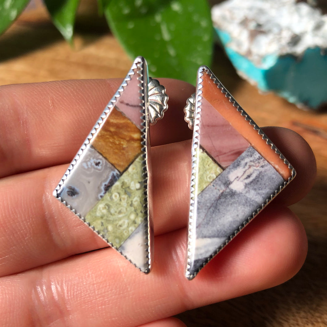 Triangle Inlay Post Earrings