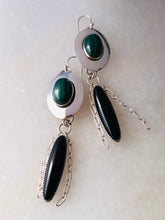 Load image into Gallery viewer, Malachite &amp; Onyx Earrings

