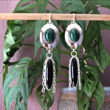Load image into Gallery viewer, Malachite &amp; Onyx Earrings

