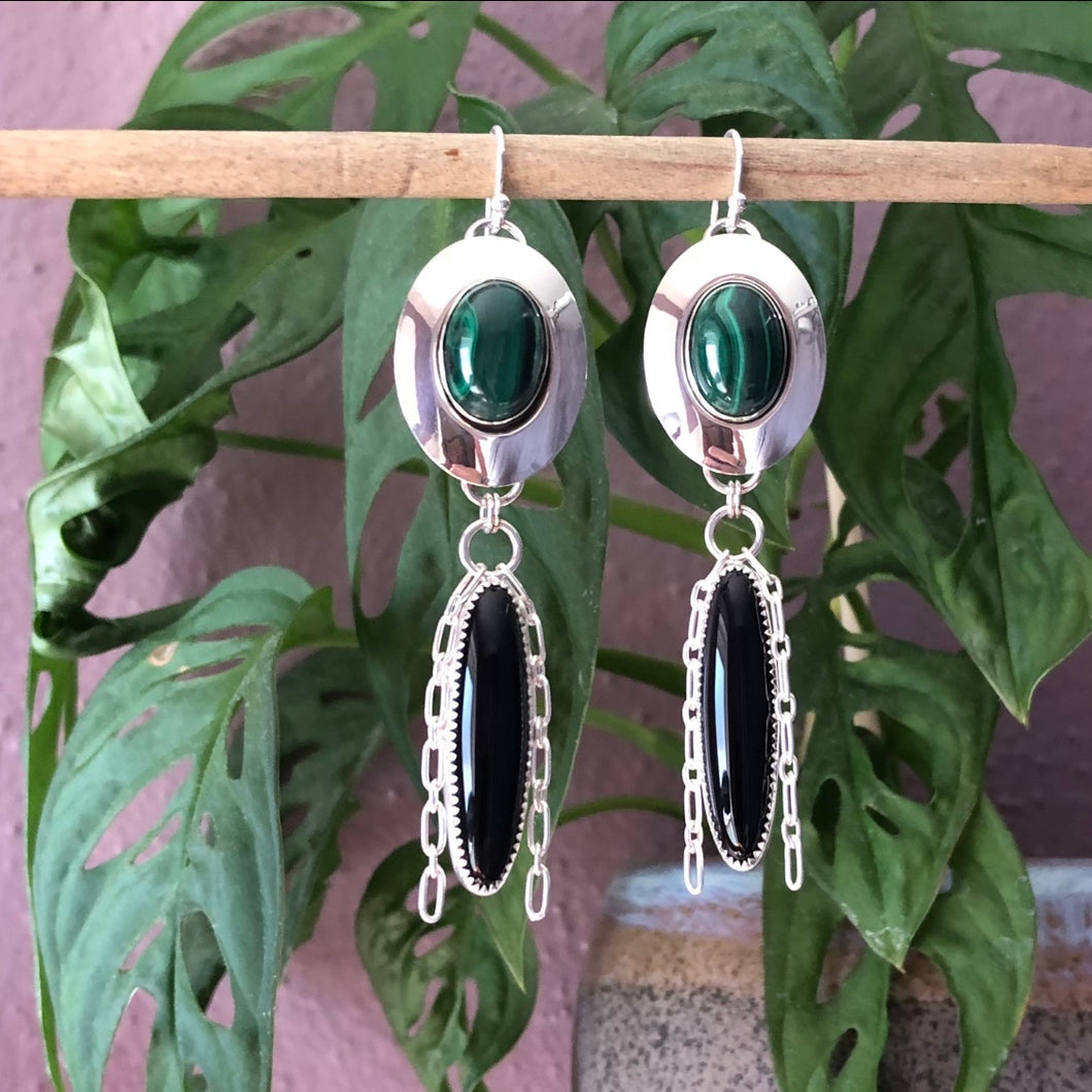 Malachite & Onyx Earrings